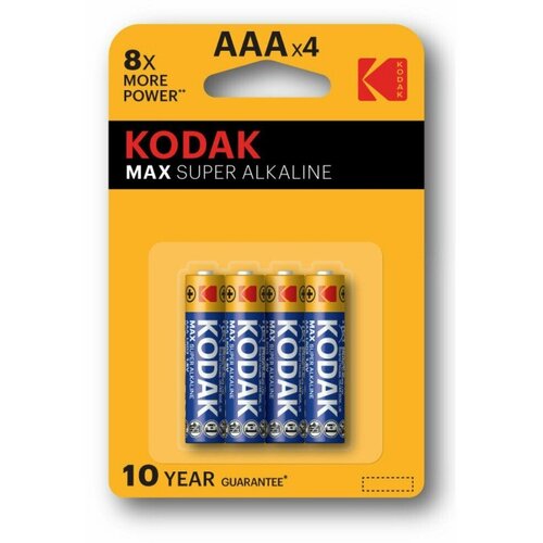 Батарейки KODAK MAX Super Alkaline, LR03-4BL, K3A-4 kodak батарейки kodak max lr03 4bl k3a 4 40 200 32000 lr03 4 шт