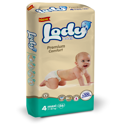 Подгузники детские LODY Baby 4 макси 7-18 кг 56шт