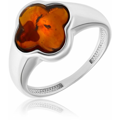 фото Кольцо diamant online, серебро, 925 проба, янтарь, размер 19