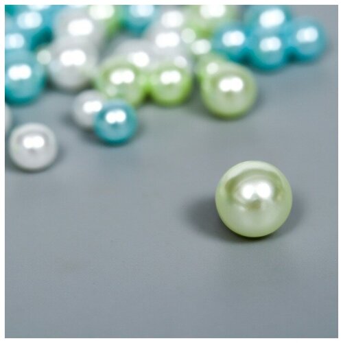 Декор для творчества пластик Шарики. Зелёно-голубые. Ассорти d-3-8 мм, набор 10 гр 1 шт.