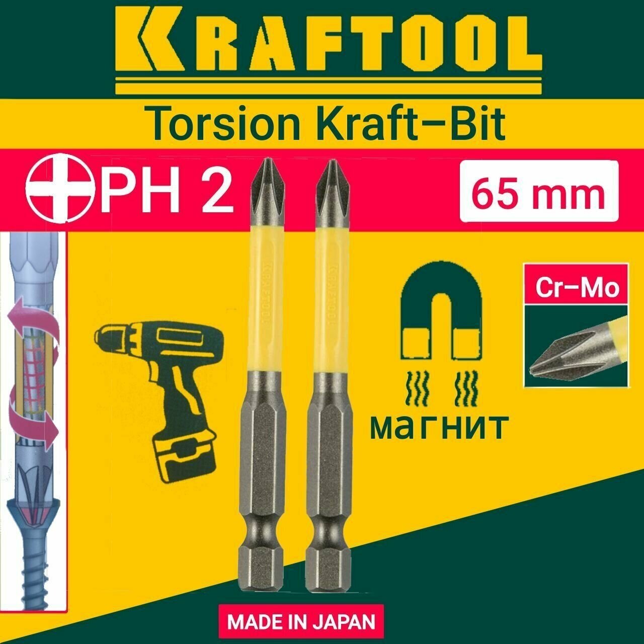Биты KRAFTOOL INDUSTRIE торсионные, обточенные, для механизированного инструмента, 2шт 26101-2-65 - фотография № 12