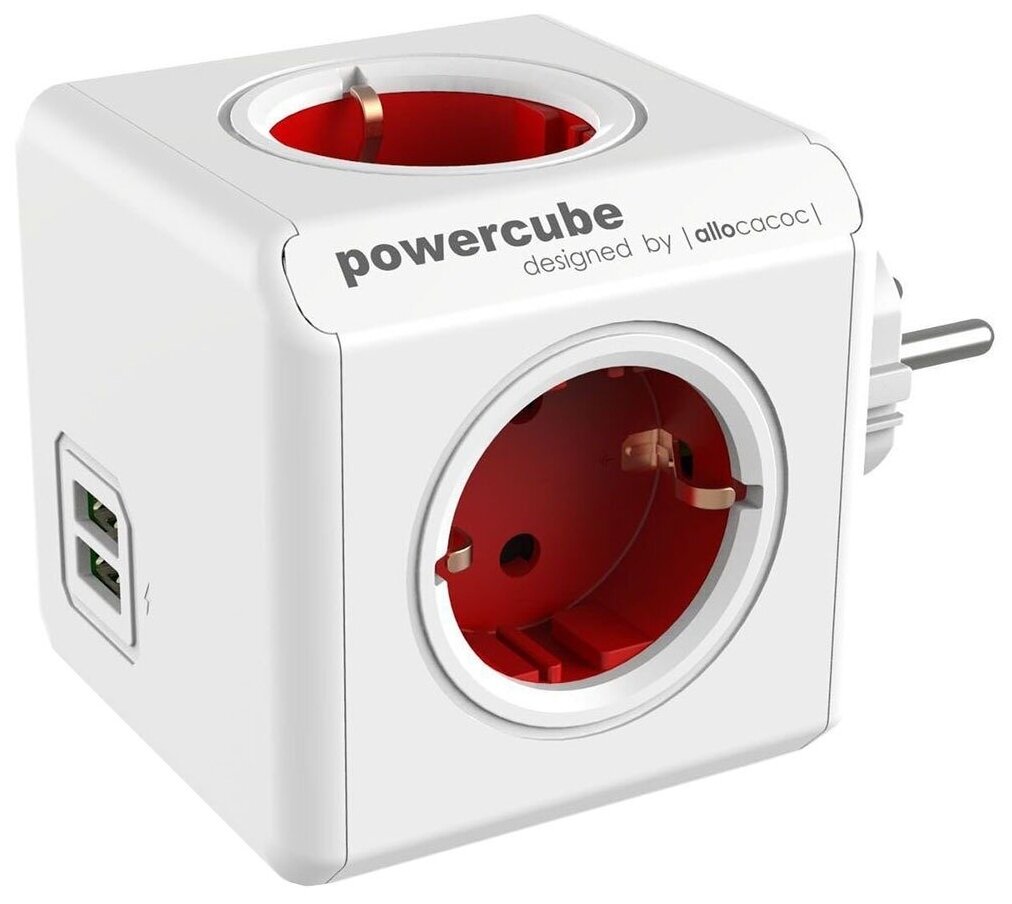 Сетевой фильтр Powercube Allocacoc Original 1202RD/DEOUPC белый/красный 4розеток