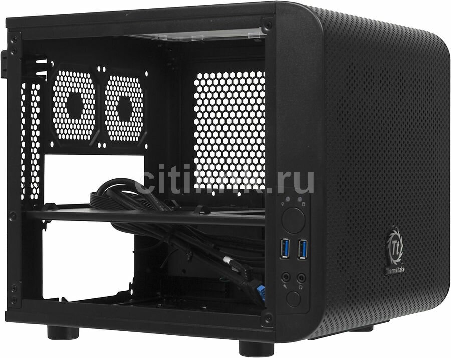 Корпус miniITX Thermaltake Core V1, Mini-Tower, без БП, черный [ca-1b8-00s]