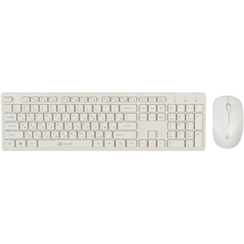 Клавиатура + мышь OKLICK 240M клав: белый мышь: белый USB беспроводная slim Multimedia