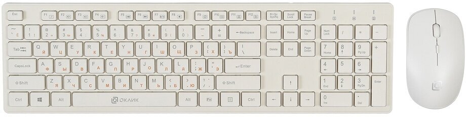 Клавиатура + мышь OKLICK 240M клав: белый мышь: белый USB беспроводная slim Multimedia