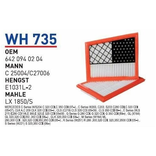 Воздушный фильтр WH735 WUNDER filter