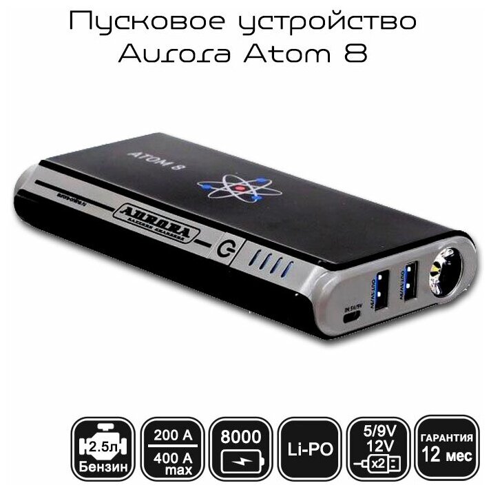 Портативное пусковое устройство Aurora Atom 8