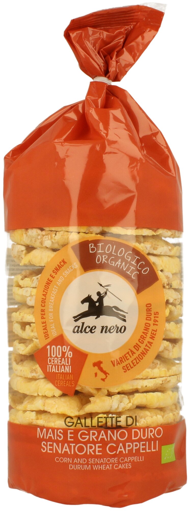 Alce Nero Хлебцы БИО кукурузные с королевской пшеницей Senatore Cappelli, полимерный пакет 100 г