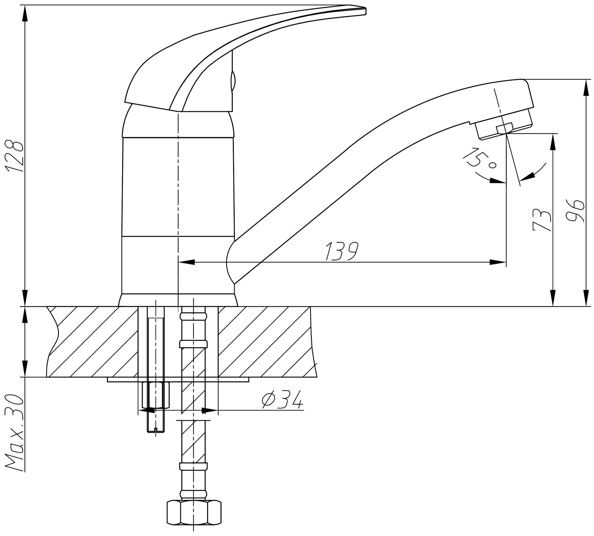 Смеситель для раковины Haiba HB4501-2 с гайкой, хром - фотография № 2