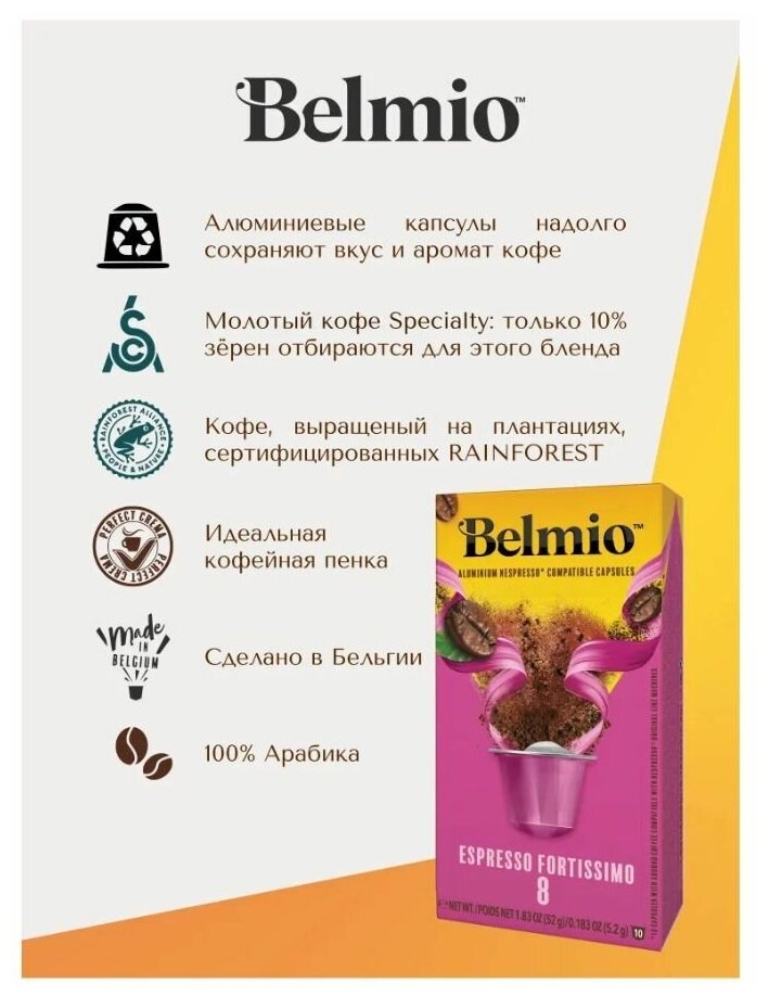 Кофе specialty в алюминиевых капсулах Belmio Espresso Forte, 100% Арабика, для системы Nespresso (Неспрессо), 100 капсул - фотография № 5