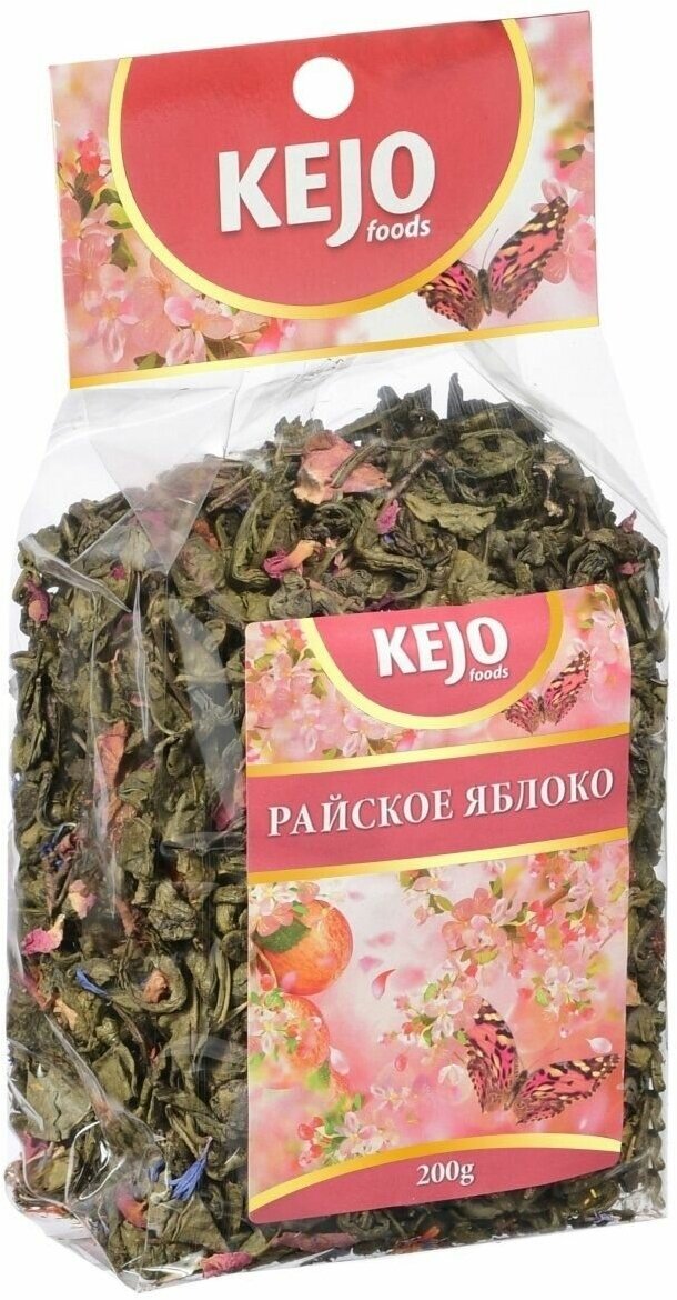 Чай зеленый листовой KEJOfoods Ганпаудер Райское яблоко 200 гр м/у