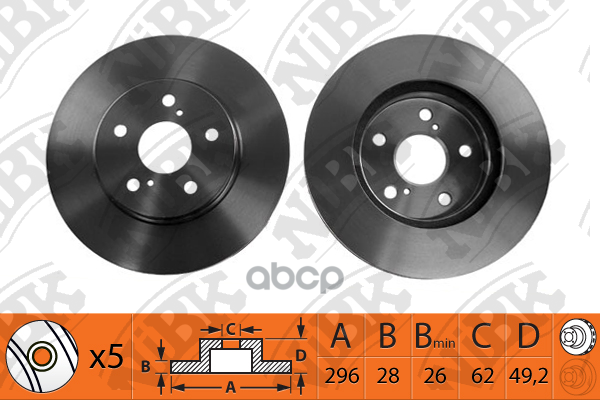 Диск Тормозной Toyota Camry (V30) 2.4/3.0 01-06 Передний Rn1162 NiBK арт. RN1162