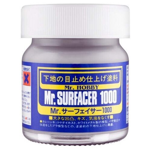 gunze sangyo mr hobby краска грунтовка в баллончике mr surfacer 1000 deluxe 170 мл Грунтовка мелкозернистая для сборных моделей SF-284, Mr Surfacer 1000, 40 мл, MR.HOBBY (Япония)