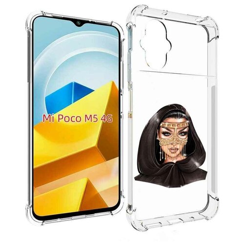 Чехол MyPads девушка-в-золотой-маске для Xiaomi Poco M5 задняя-панель-накладка-бампер