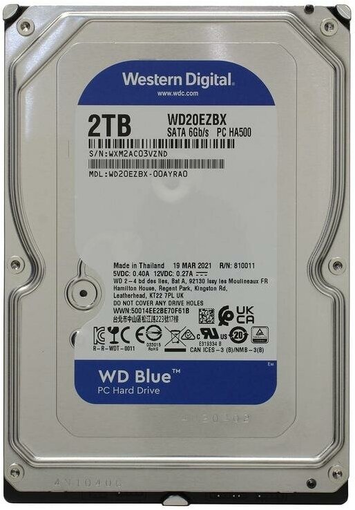 Жесткий диск WD Blue 2TB 3.5 7200RPM 256МB SATA(WD20EZBX)