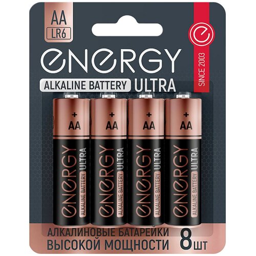 Батарейки алкалиновые Energy Ultra LR6/8B (АА) 8 шт. батарейки алкалиновые energy pro lr6 16s аа 16 шт