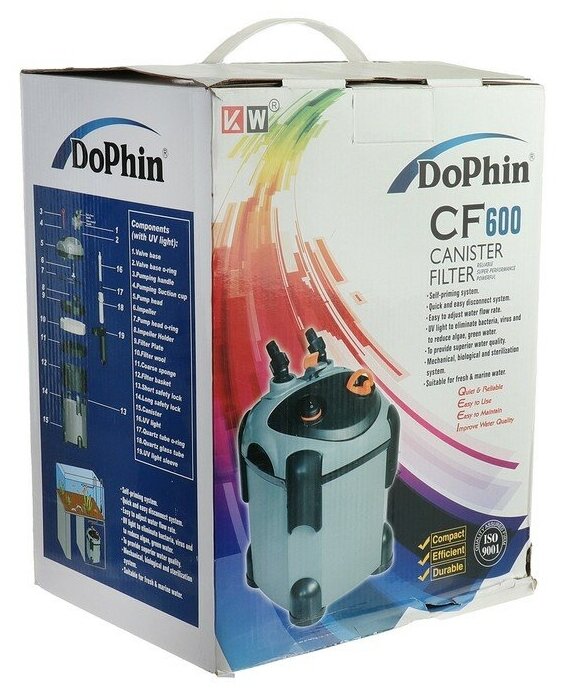 Внешний фильтр Dophin CF-600 (KW) 650 л/ч для аквариумов объемом до 70 л (1 шт) - фотография № 2