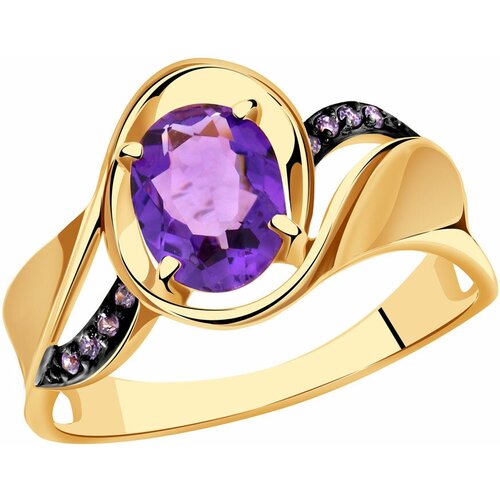 фото Золотое кольцо александра кл3924-3ск-си с фианитом и аметистом diamant-online