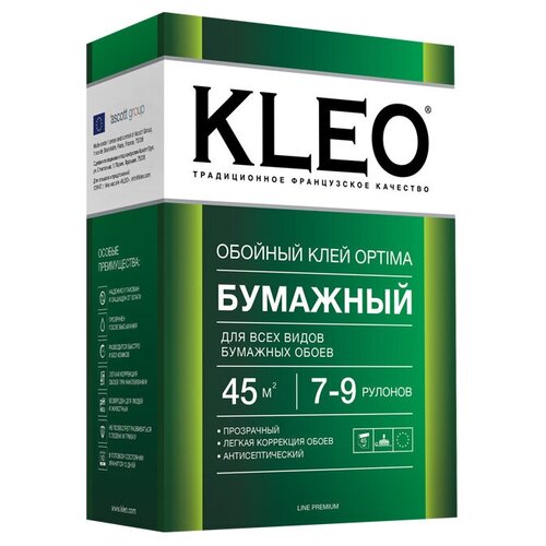 Клей для бумажных обоев KLEO OPTIMA Бумажный 0.16 кг клей обойный kleo виниловый 7 9 рулонов