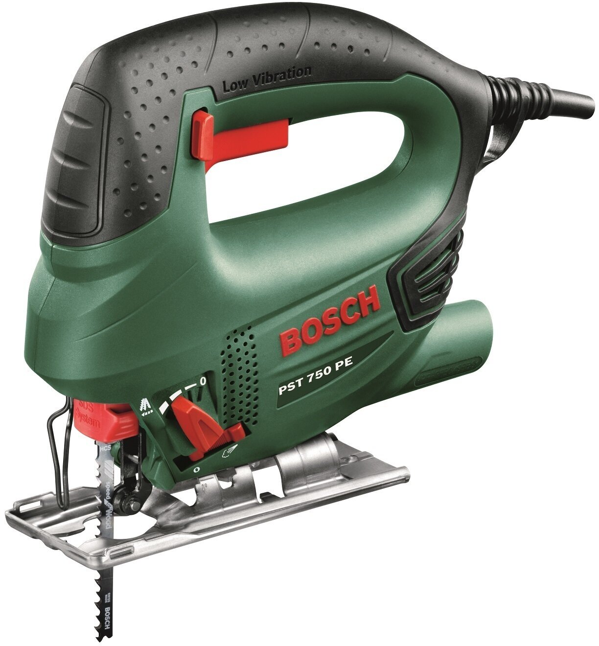 Электролобзик BOSCH PST 750 PE кейс, 530 Вт зеленый