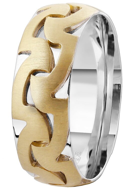 Кольцо обручальное AZADE, комбинированное золото, 585 проба, родирование, размер 21.5