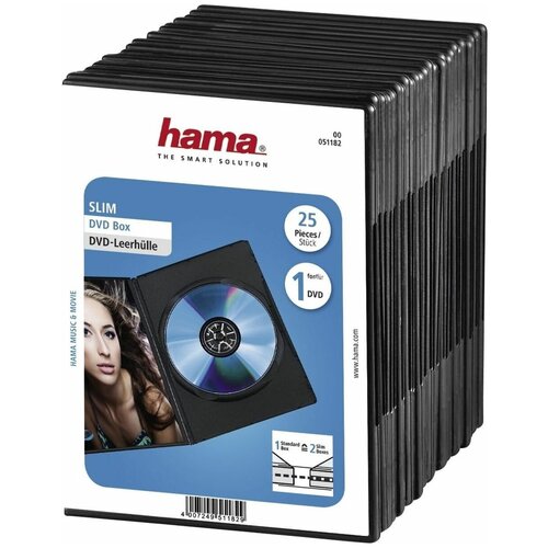 Коробка HAMA на 1CD/DVD H-51182 Jewel Case черный (упак.:25шт)