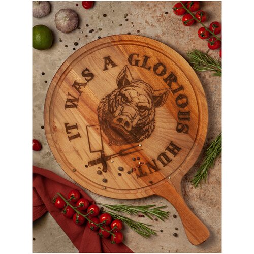 Доска сервировочная круглая из дерева Бук 