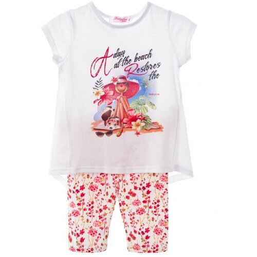 фото Комплект одежды babylon fashion для девочек, юбка и легинсы и шорты и футболка, размер 92, белый