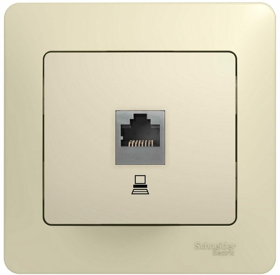 Glossa GSL000281K Розетка компьютерная (RJ45, под рамку, скрытая установка, бежевая) Schneider Electric - фото №2