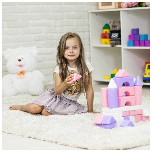 фото Строительный набор крошка я 18 элементов, 60*60, цвет розовый (2390629)