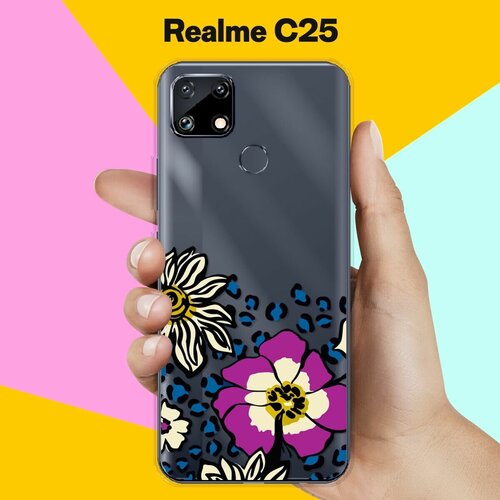 Силиконовый чехол на Realme C25 Цветы / для Реалми С25 силиконовый чехол на realme c25 реалми c25 цветы витраж