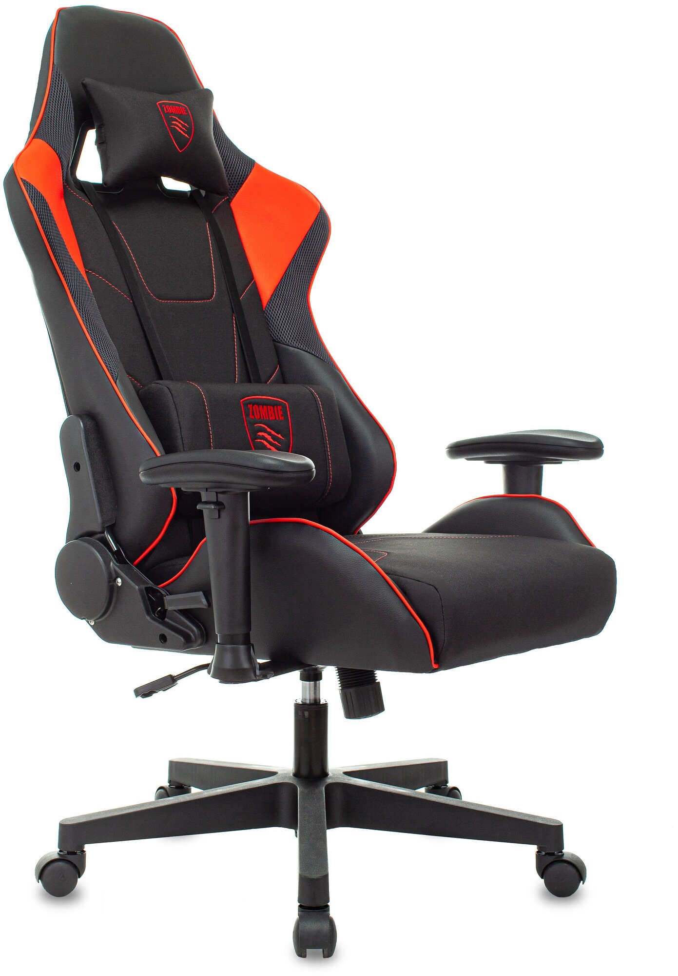 Компьютерное кресло Zombie Thunder 1 игровое, обивка: искусственная кожа/текстиль, цвет: черный/красный