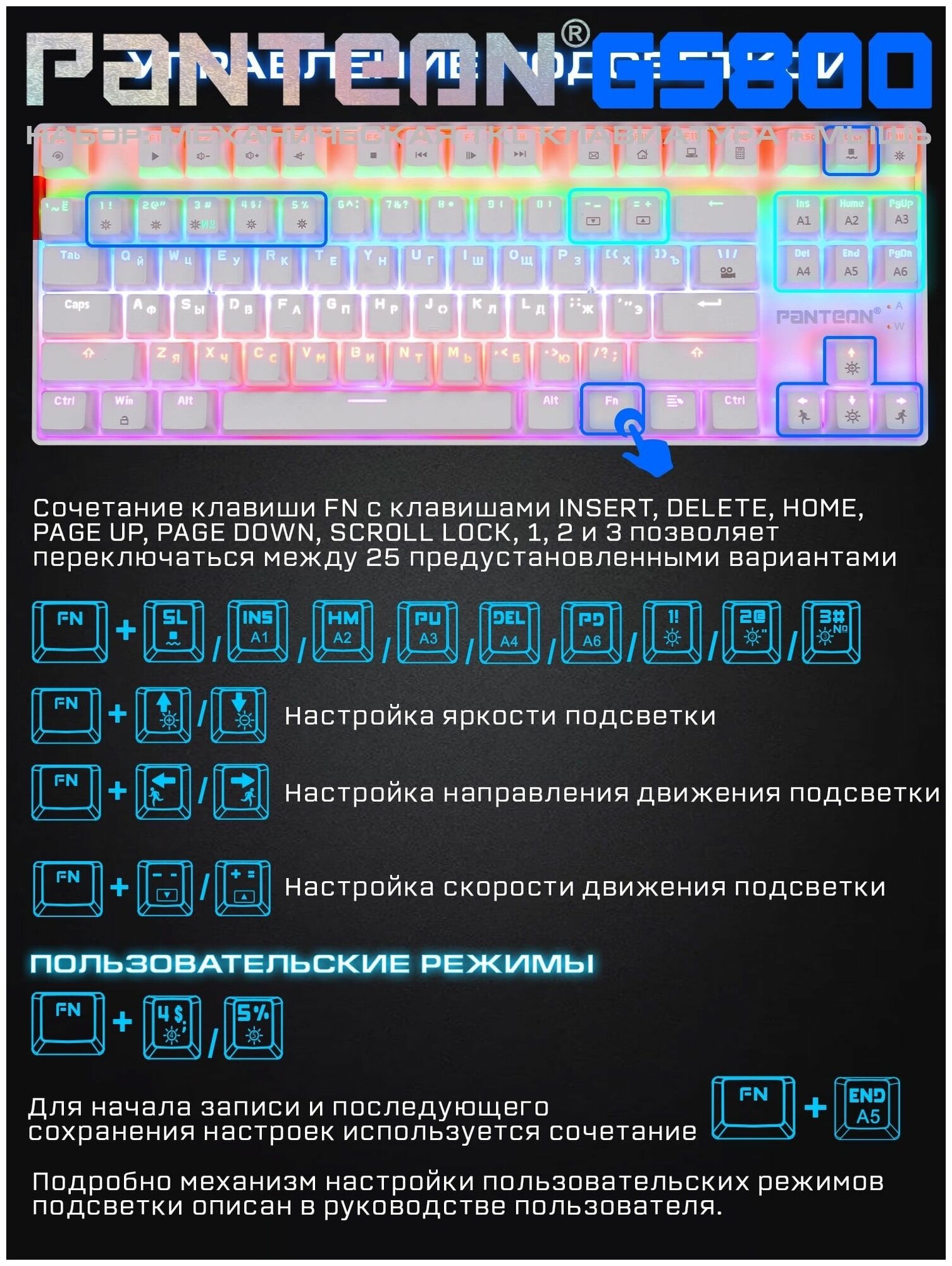 Игровая механическая клавиатура + мышь JETACCESS PANTEON GS800