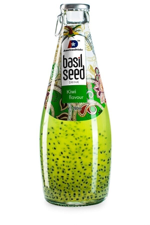 Напиток безалкогольный Basil Seed негазированный со вкусом Киви и семенами базилика Rita Foods & Drink Co, LTD 0.29 л стеклянная бутылка Вьетнам
