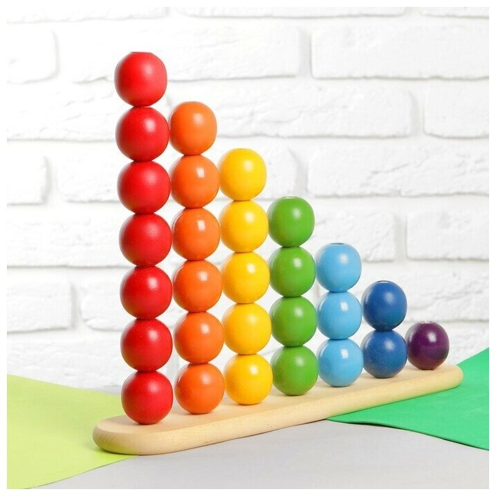 Пирамидка Абака радуга с шариками, шарик: 3,2 см