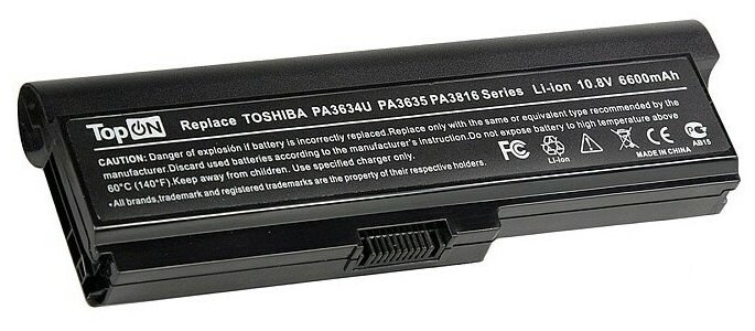 Аккумулятор для ноутбука Toshiba Satellite Pro A660 M300 T110 Equium U400 Series. 10.8V 6600mAh 71Wh усиленный. PN: PA3634U-1BAS PA3635U-1BAM.