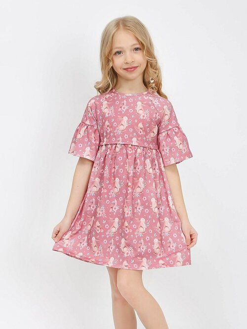 Платье для девочки - Розовый тёмный - Зайки , размер 104