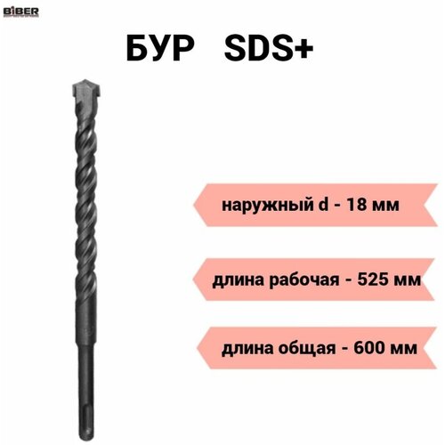 бур biber 78186 18 х 950 1000 мм Бур SDS-plus по бетону 18х525/600 мм