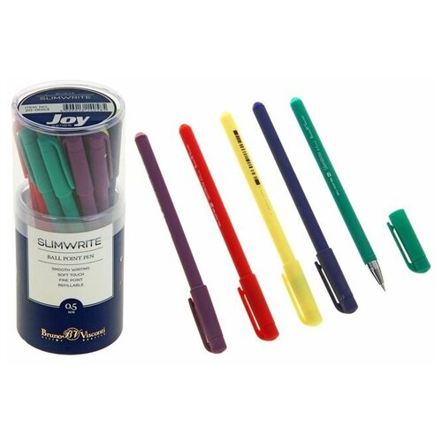 Ручка шариковая SlimWrite. JOY, узел 0.5 мм, синие чернила, матовый корпус Silk Touch, микс