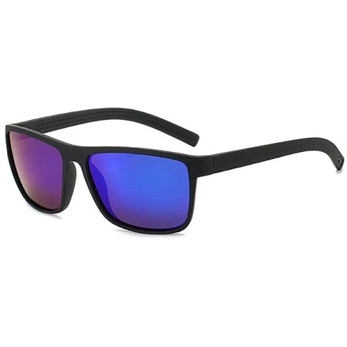 фото Солнцезащитные очки квадратные с текстурной дужкой черные/синие elm327club