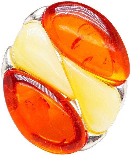 Кольцо, янтарь прессованный, янтарь синтетический, янтарь, размер 18.5, оранжевый, желтый