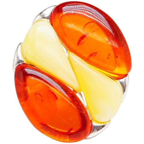 Кольцо, янтарь прессованный, янтарь синтетический, янтарь, размер 18.5, оранжевый, желтый