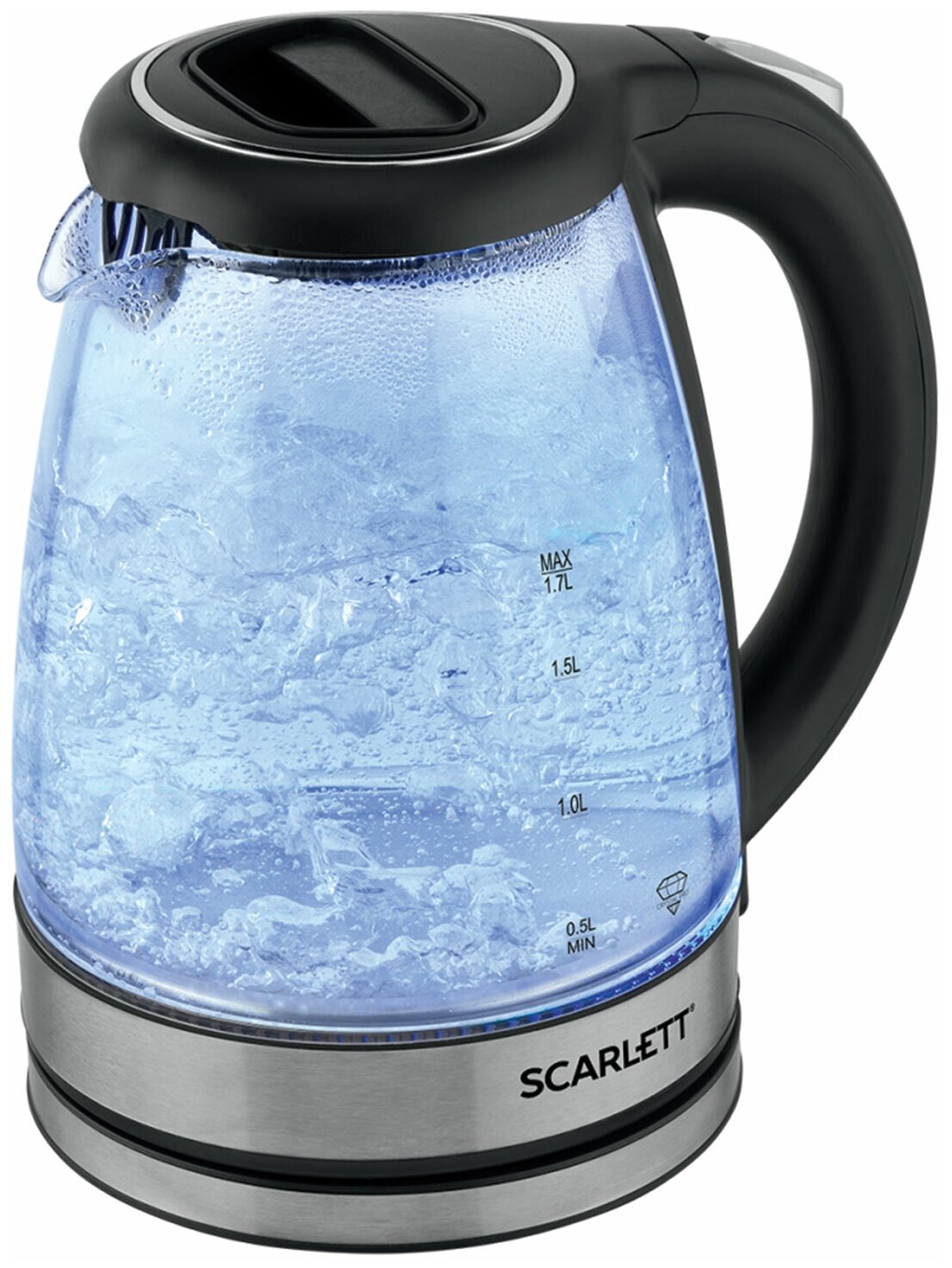 Чайник электрический Scarlett SC-EK27G72, 1.7л, 2000Вт, с подсветкой, стекло/пластик, 329870 - фотография № 3