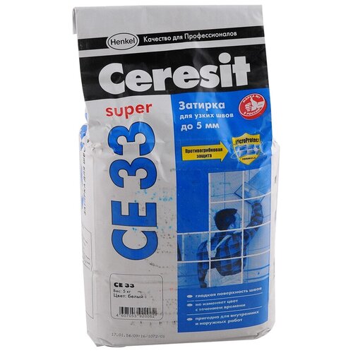 Затирка Ceresit CE 33 Super, 5 кг, белый 01