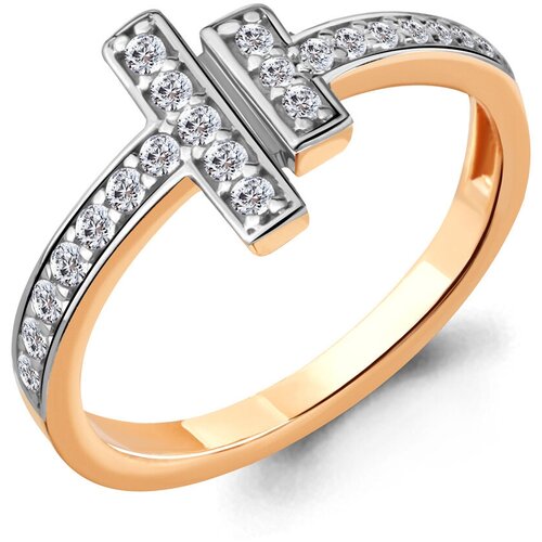 фото Золотое кольцо aquamarine 68381а с фианитом diamant-online