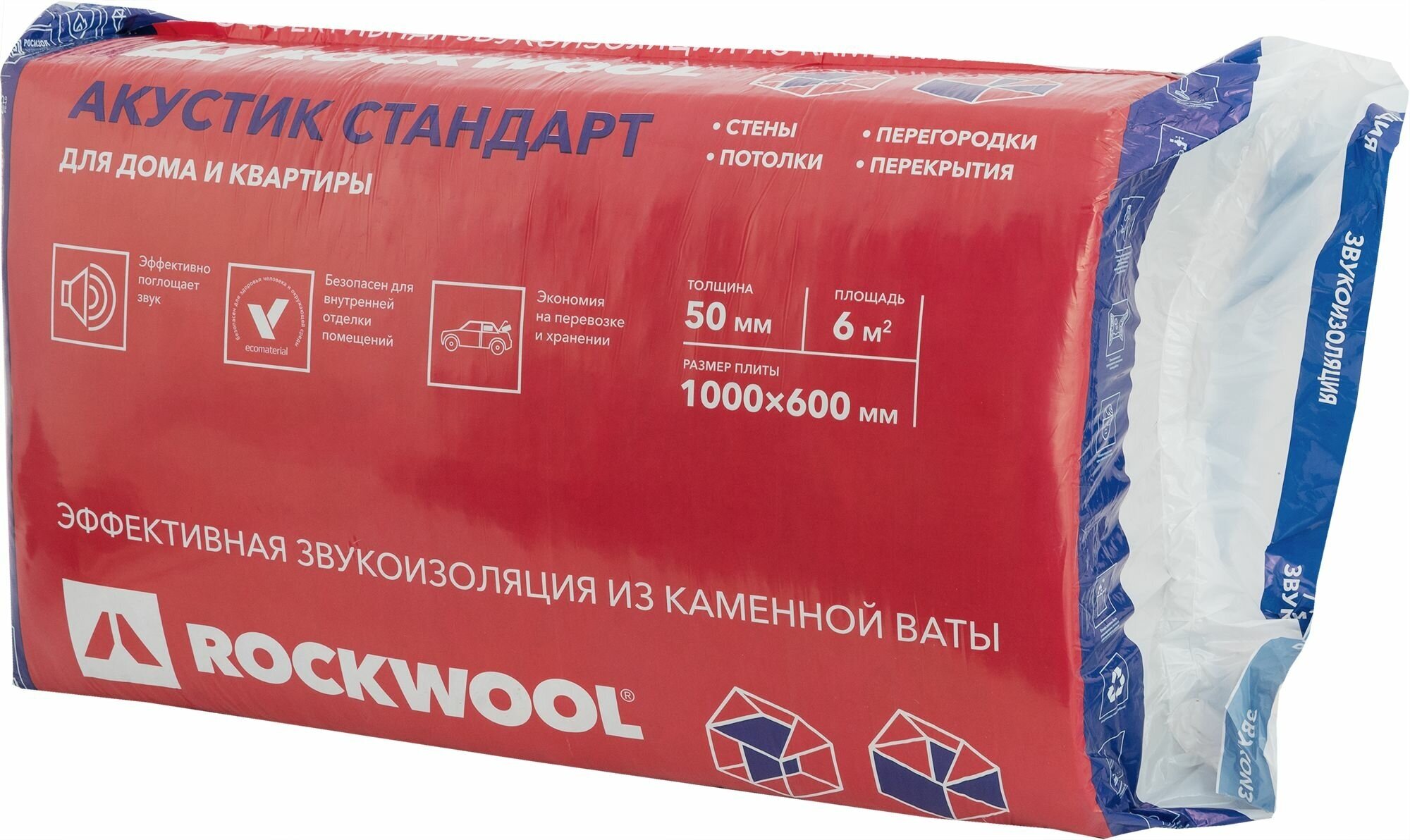 Звукоизоляция Rockwool Акустик Стандарт 50 мм 6 м