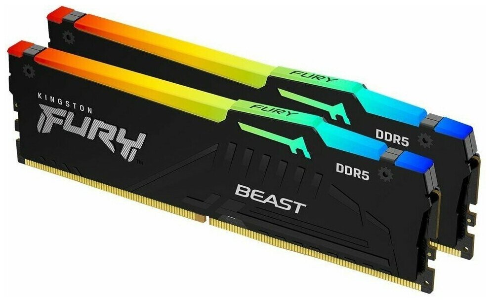 Оперативная память 16Gb DDR5 6000MHz Kingston Fury Beast RGB (2x8Gb KIT) (KF560C40BBAK2-16)