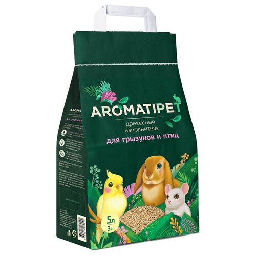AromatiPet Древесный наполнитель для грызунов и птиц, 5л, 3 кг