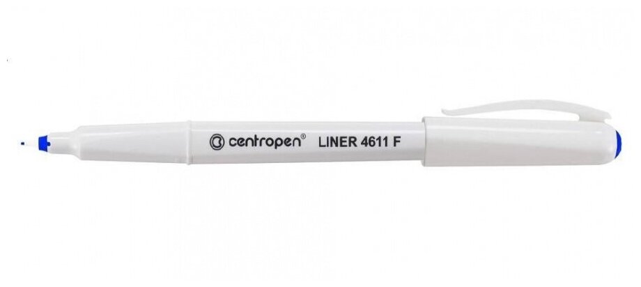 Ручка капиллярная Centropen Liner (0.3мм, трехгранный захват, корпус белый) синяя (4611/1С)