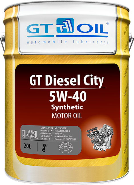 GT OIL Масло Мотор. Gt Diesel City, Sae 5w-40, Api Ci-4/Sl, 20 Л